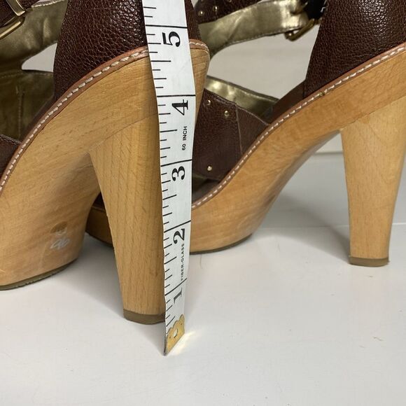 BANANA REPUBLIC Wood & Leather Chunky Heels - Picture 7 of 13